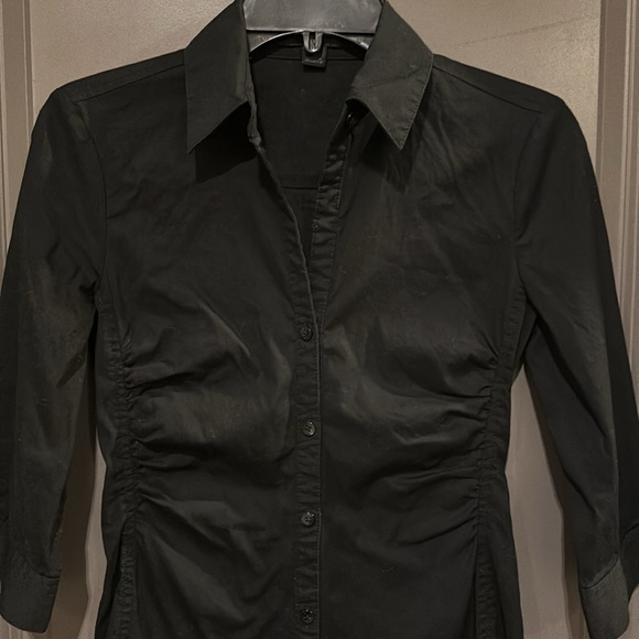 Express sz 4 black button-down shirt dress - Picture 2 of 4
